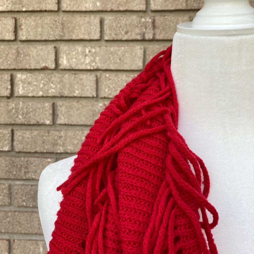 BASICO Red Fringed Infinity Scarf - Picture 4 of 7